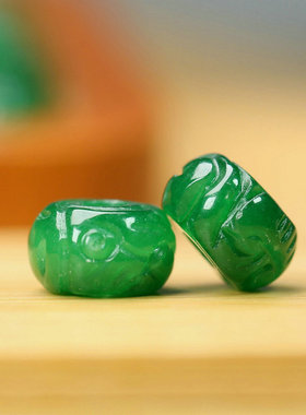 天然干青翡翠算盘珠祥云路路通散珠手工雕刻DIY配饰手链手串Y210