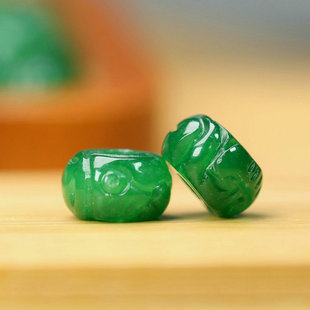 天然干青翡翠算盘珠祥云路路通散珠手工雕刻DIY配饰手链手串Y210