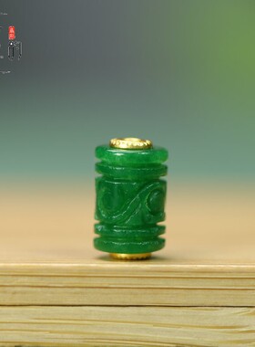 天然翡翠阳绿干青祥云桶珠9*14mm大孔2mmDIY手链手串项链配饰A191