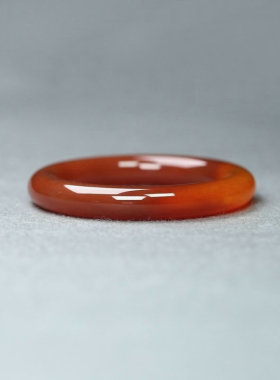 纯天然玛瑙粗圆条全红手镯女款式