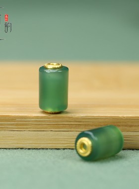 天然玛瑙绿色路路通直桶珠8*13mm大孔2mmDIY手串项链手链配饰C117