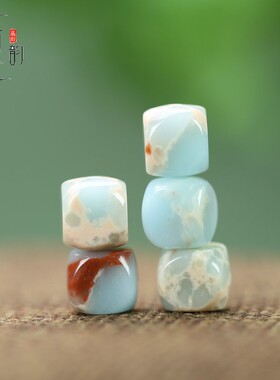 天然寿山石方糖散珠8*7mm