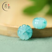 冰飘蓝14mm南瓜珠巴山翠玉石雕刻DIY古装 发饰装 饰配件配饰J142