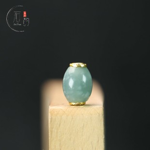 天然A货翡翠8*11mm孔2mm蓝水米珠配珠DIY发饰项链耳坠配饰B211