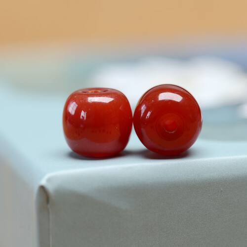 南红玛瑙柿子红川料老型珠