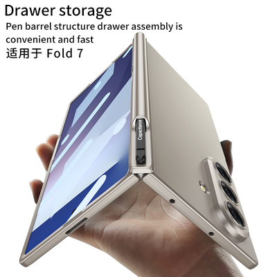 适用三星ZFold7手机壳折叠屏新款铰链中轴全包防摔磨砂超薄耐脏保护套壳膜一体网红ins风带笔筒男女款外壳W26