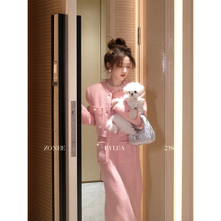 浪漫小香风短外套 法式 连衣长裙两件套 弗洛伊德玫瑰 Lea宋亦雯