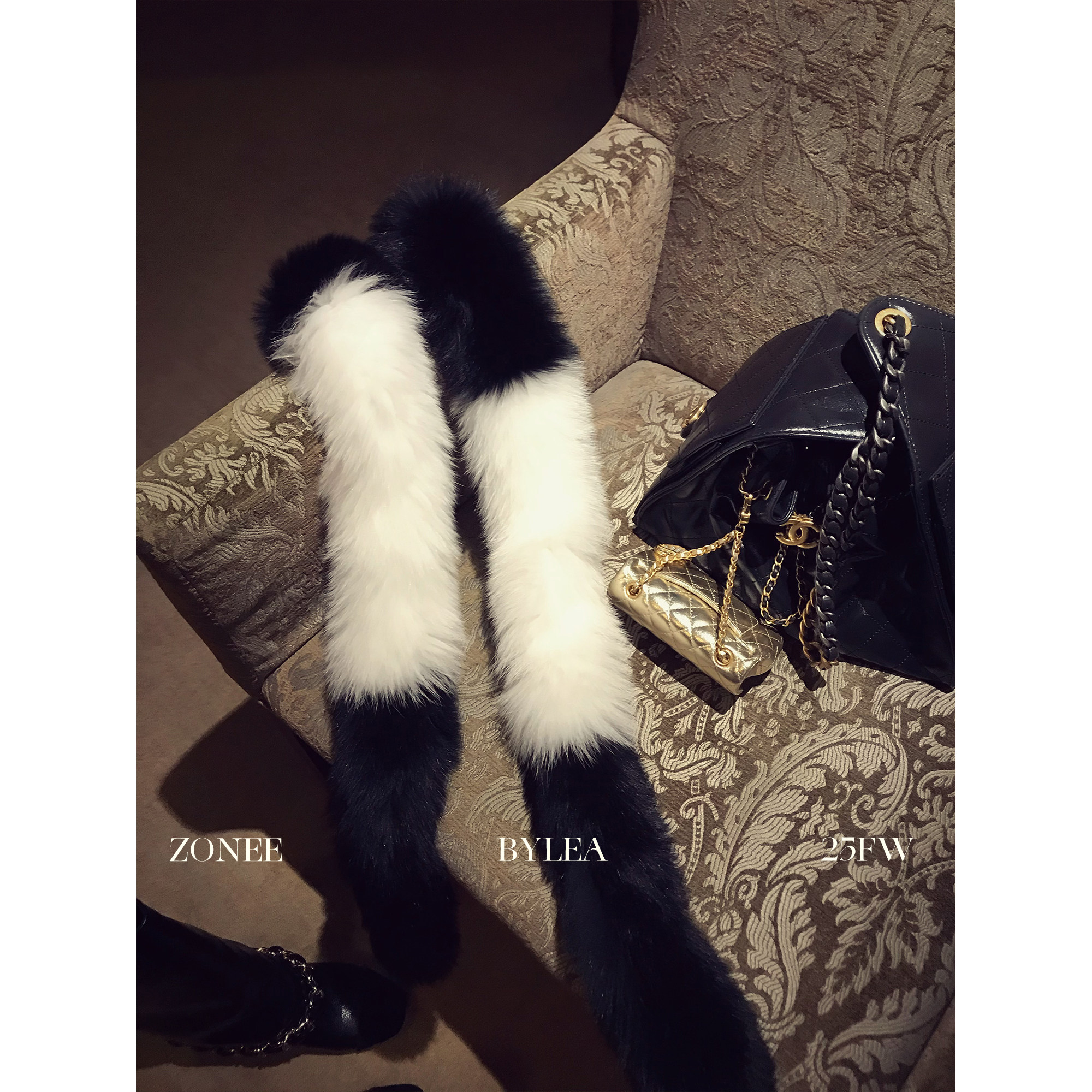 ZONEE/LEA宋亦雯 奇妙冬日 法式100狐狸毛皮草围巾冬季保暖围脖