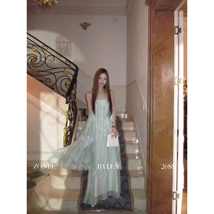 法式 绿野仙子 设计感度假风蕾丝长裙抹胸连衣裙 LEA宋亦雯 ZONEE