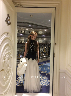 ZONEE/LEA宋亦雯 约会日 法式精致时髦感网纱裙高腰显瘦半身裙女