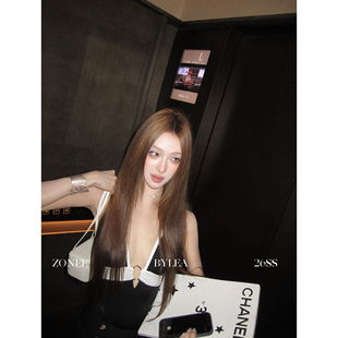 ZONEE/LEA宋亦雯 美貌捕手 法式深V领后背交叉镂空撞色背心上衣女