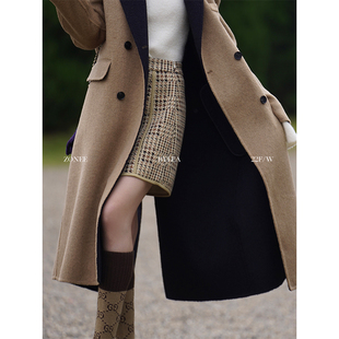 长短两款 复古时髦棕色格纹抓绒半身裙 摩登棕格 Lea宋亦雯