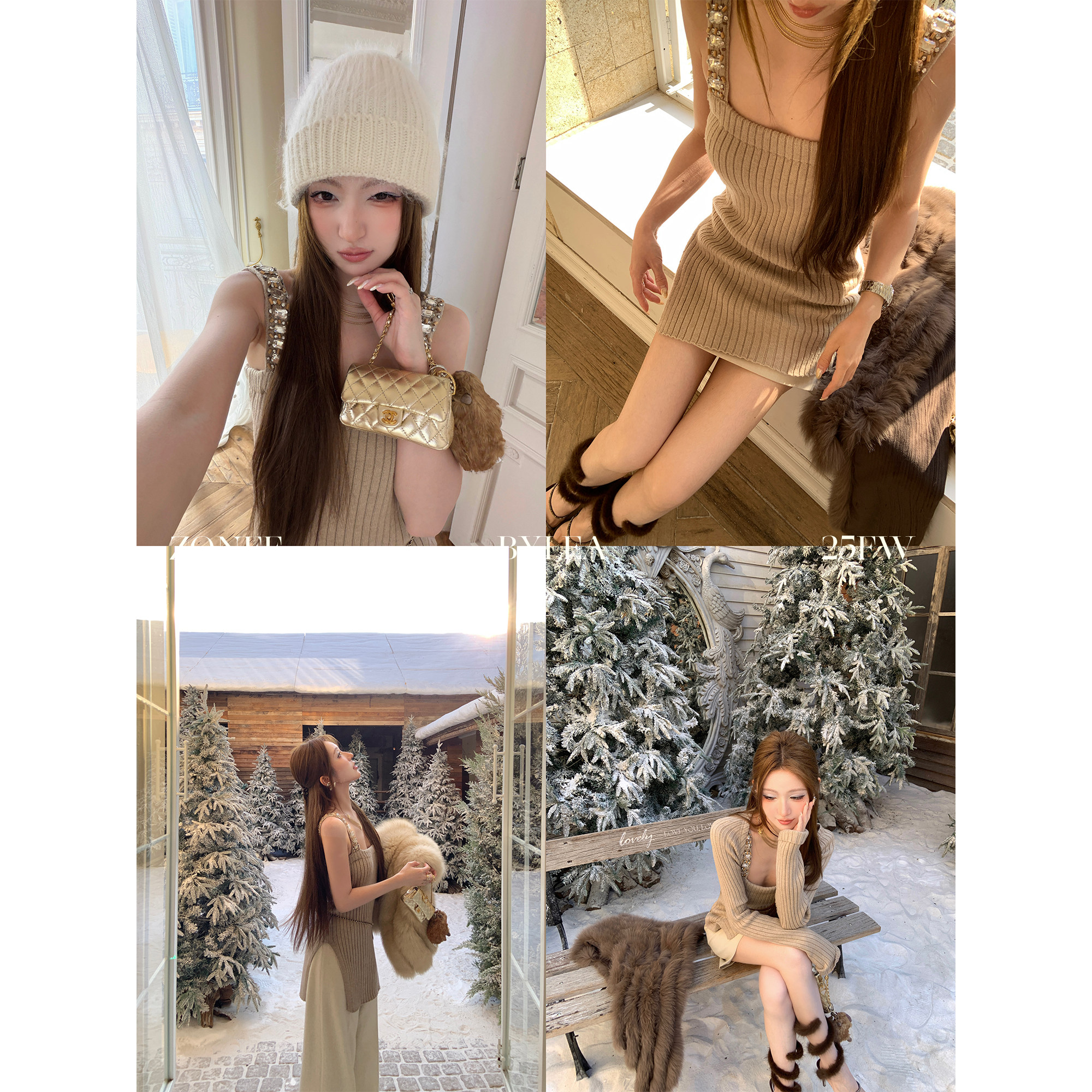 ZONEE/LEA宋亦雯 xmas fantasy 法式重工手工钉珠针织吊带连衣裙,女装/女士精品,连衣裙,淘宝优惠券,粉丝福利购,淘宝优惠卷