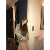 ZONEE 外套女 哑光pu皮环保毛毛拼接缎面袖 LEA宋亦雯 佳人鸡尾酒