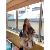 ZONEE LEA宋亦雯冬日赛马场 复古可拆卸毛领羊毛呢大衣毛呢外套女