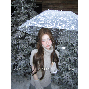 LEA宋亦雯 套羊毛编织高领针织衫 雪之精灵 袖 上衣女 法式 ZONEE