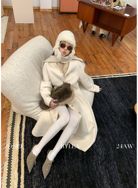 ZONEE/LEA宋亦雯 gentle woman 法式复古收腰羊毛双面呢长款大衣