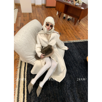 ZONEE/LEA宋亦雯 gentle woman 法式复古收腰羊毛双面呢长款大衣