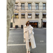 冷感时髦 ZONEE LEA宋亦雯 可拆卸围巾羊绒羊毛大衣外套女