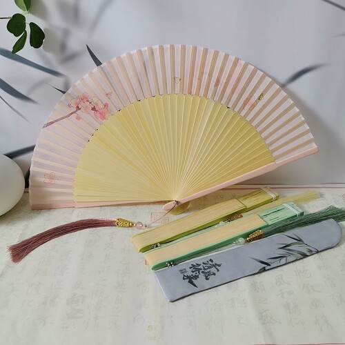新中式国风折扇烤漆女扇子短梢扇