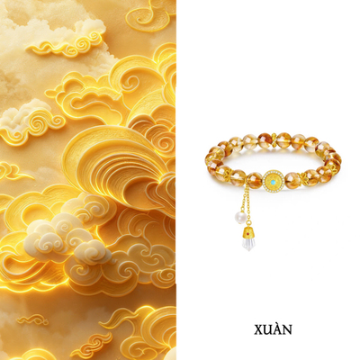 s925足银黄水晶招财手串手链女绝美手饰送女友转运圣诞礼物手链