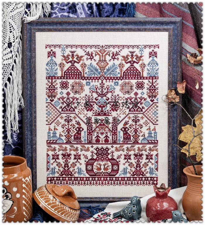 原套真线对比 十字绣自配套件 OWL 0086 贵格复古花纹 北方大地