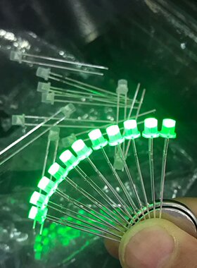供应F5平头雾状翠绿色LED 5mm雾状平头翠绿光发光二极管 透明雾面