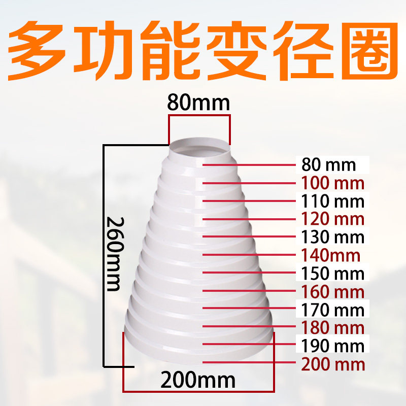 抽油烟机排烟管变径圈排风管转换接头烟管变径器止回阀烟管变径器