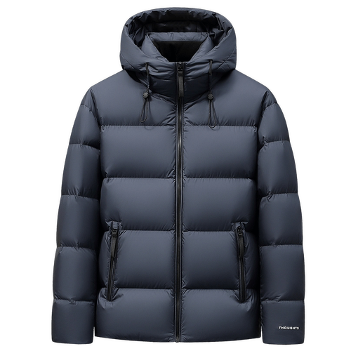 2025冬季男士连帽短款面包羽绒服