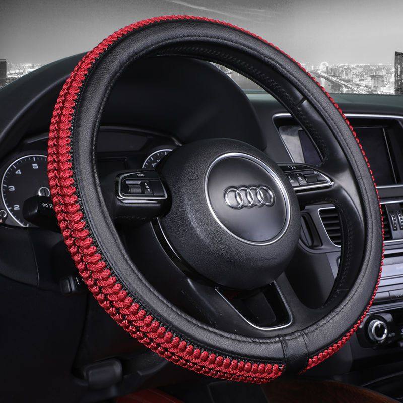 【冰丝手工编织】四季通用汽车方向盘套汽车把套皮革方向盘套防滑