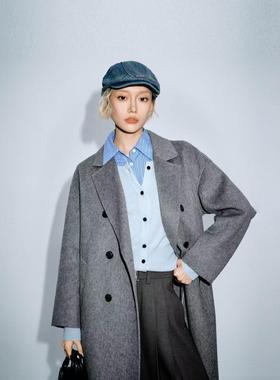 麦家商场同款25秋季毛呢大衣女复古港风中长款外套秋冬499A170564