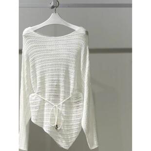 MM商场同款2026春新款休闲百搭云舒白镂空针织衫女上衣1H3230241