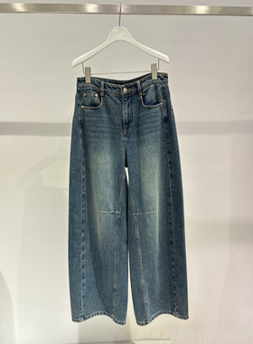 MM麦家商场同款2025冬款显瘦复古蓝裤子通勤百搭牛仔裤4GA154121