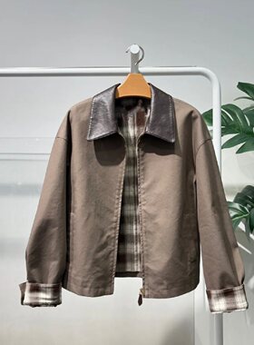 MM商场同款2026春新款宽松复古主义巴恩风夹克短外套女5H2110351