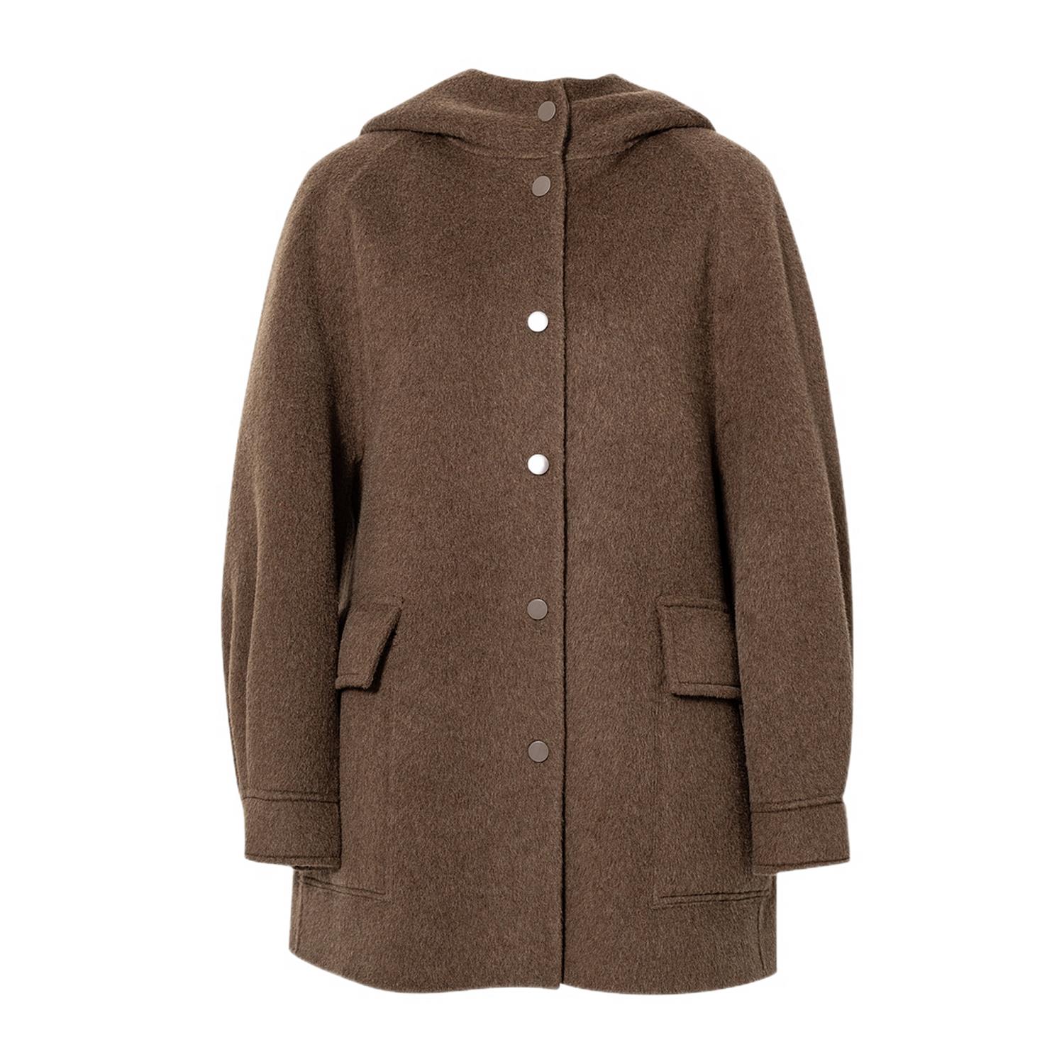 MM麦麦2025冬新款焦糖色温柔休闲廓形双面呢大衣外套女4FB170741