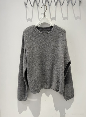 MM麦家2025秋冬新款羊毛灰色圆领简约休闲针织衫女上衣4GA233201
