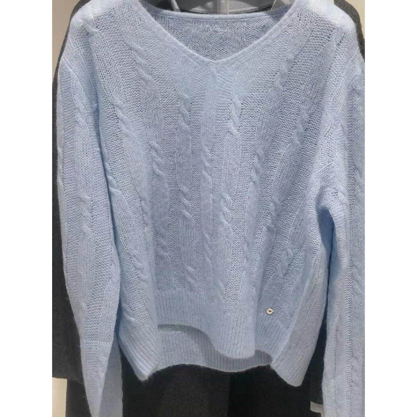 MM商场同款2026春季新款百搭V领套头麻花针织衫上衣女 1H2130071