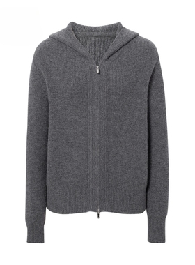 MM麦麦2025秋冬新款山羊绒连帽休闲针织开衫毛衣女上衣5GA234191