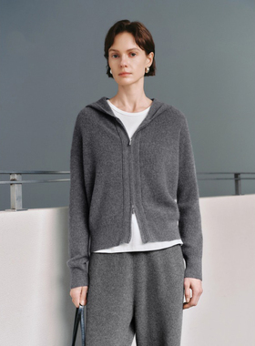 MM麦家羊毛毛针织衫毛衣连帽开衫商场同款25冬新款5GA234191