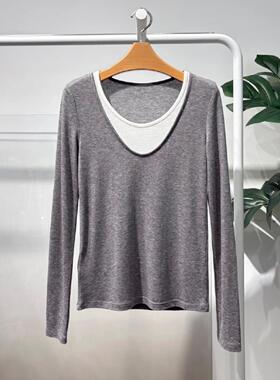 MM商场同款2026春新款绵羊毛莱赛尔时尚假两件针织衫女5H2200081