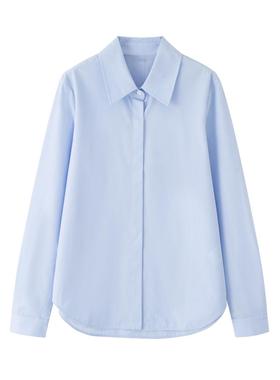 MM麦家2025新款春季百搭知识分子风设计感美拉蓝衬衫5FA123311Q