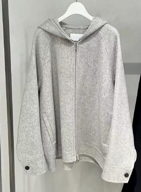 MM商场同款2025年秋季新品减龄百搭连帽拉链毛呢外套女5GA170541