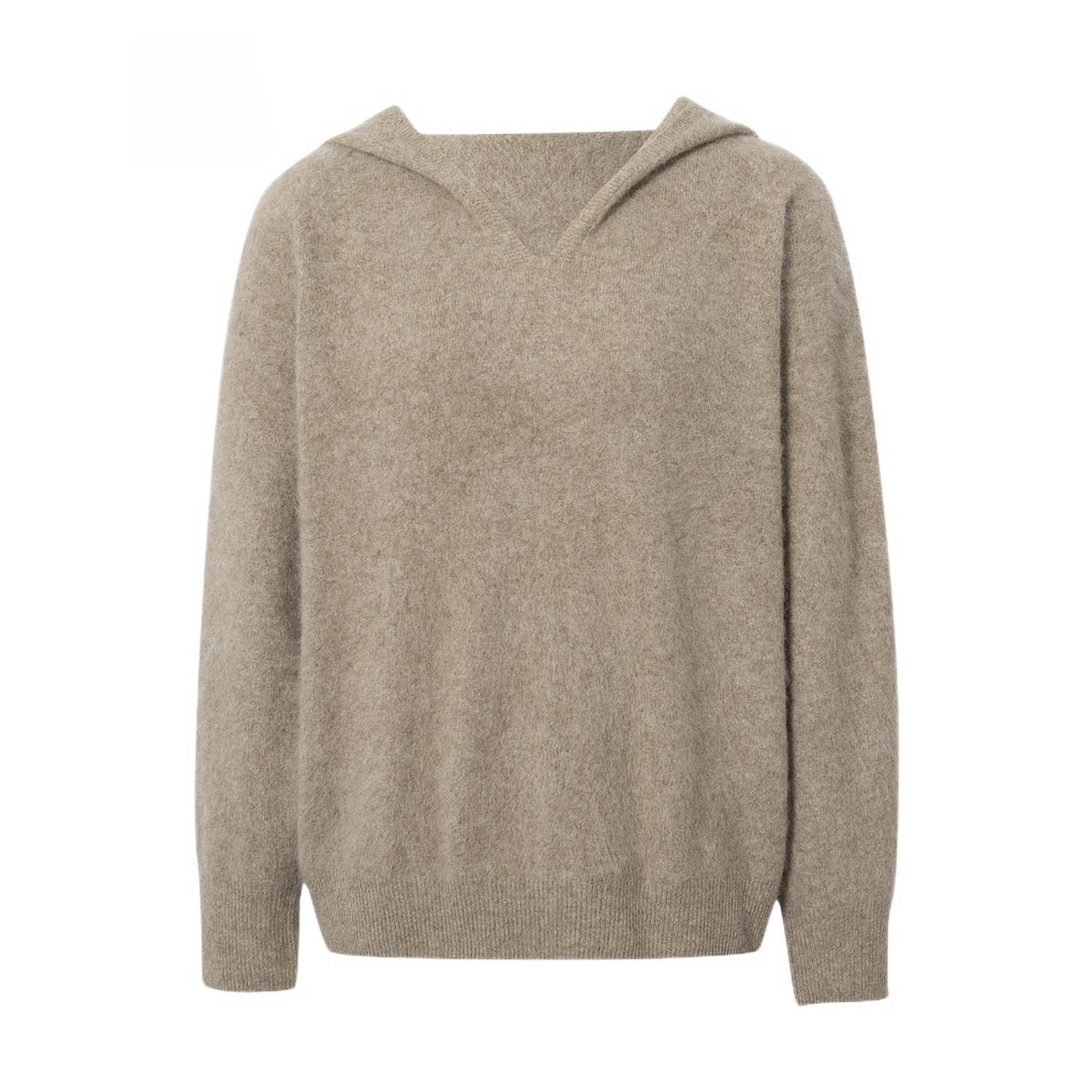 MM麦麦家2025秋冬新款100%羊毛茸茸柔感慵懒拉毛连帽针织衫毛衣女