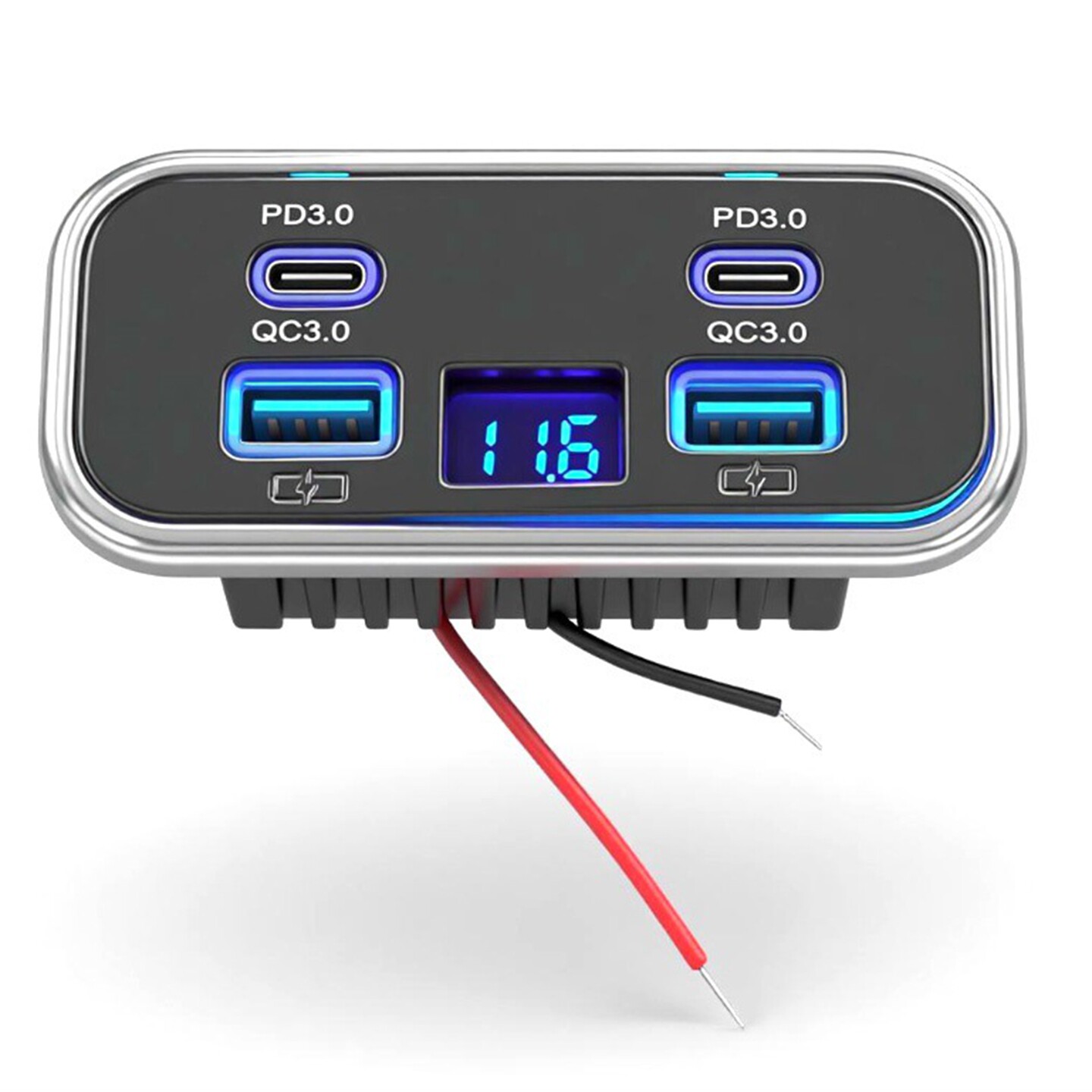 车载改装USB房车大巴用手机充电器多口快充QC3.0+PD3.0数显快充