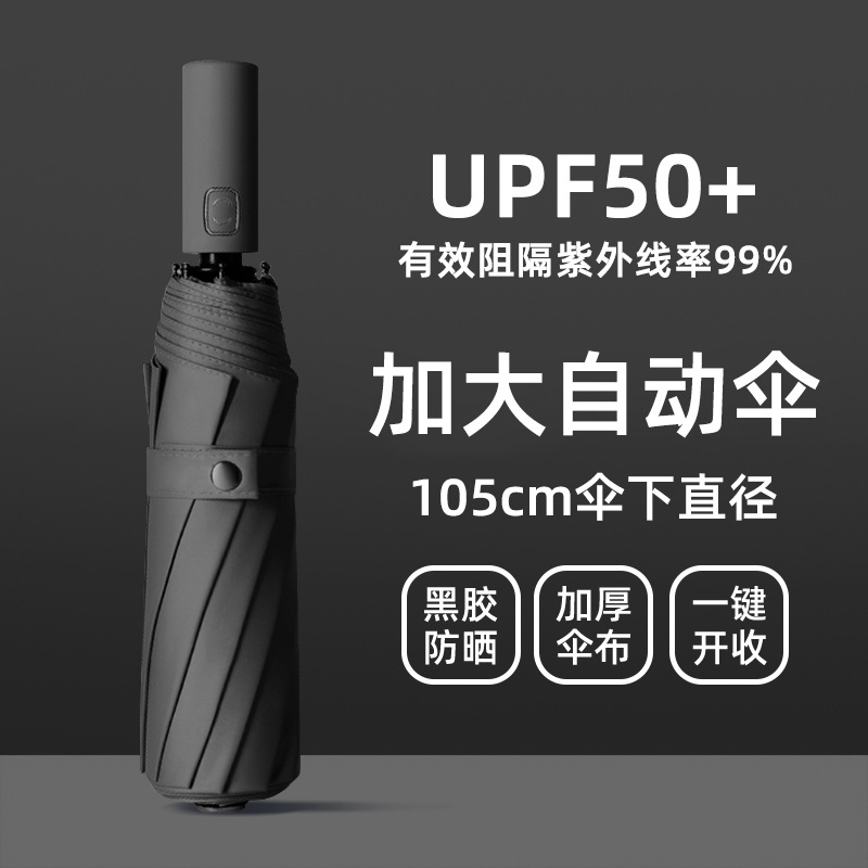 超大伞折叠全自动雨伞加厚黑胶