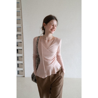 EGGKA温柔风交叉V领收褶