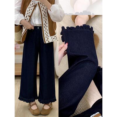 木耳花边牛仔裤女秋季新