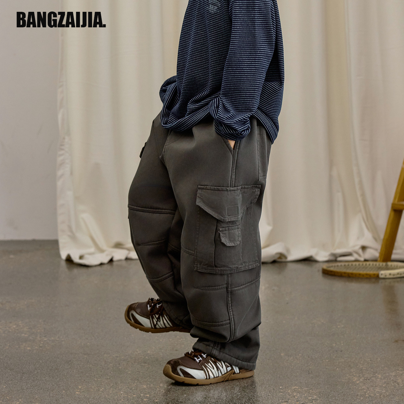 邦仔童装冬季新款儿童多口袋加绒加厚灰绿工装裤男童加绒休闲裤,童装/婴儿装/亲子装,裤子,淘宝优惠券,粉丝福利购,淘宝优惠卷