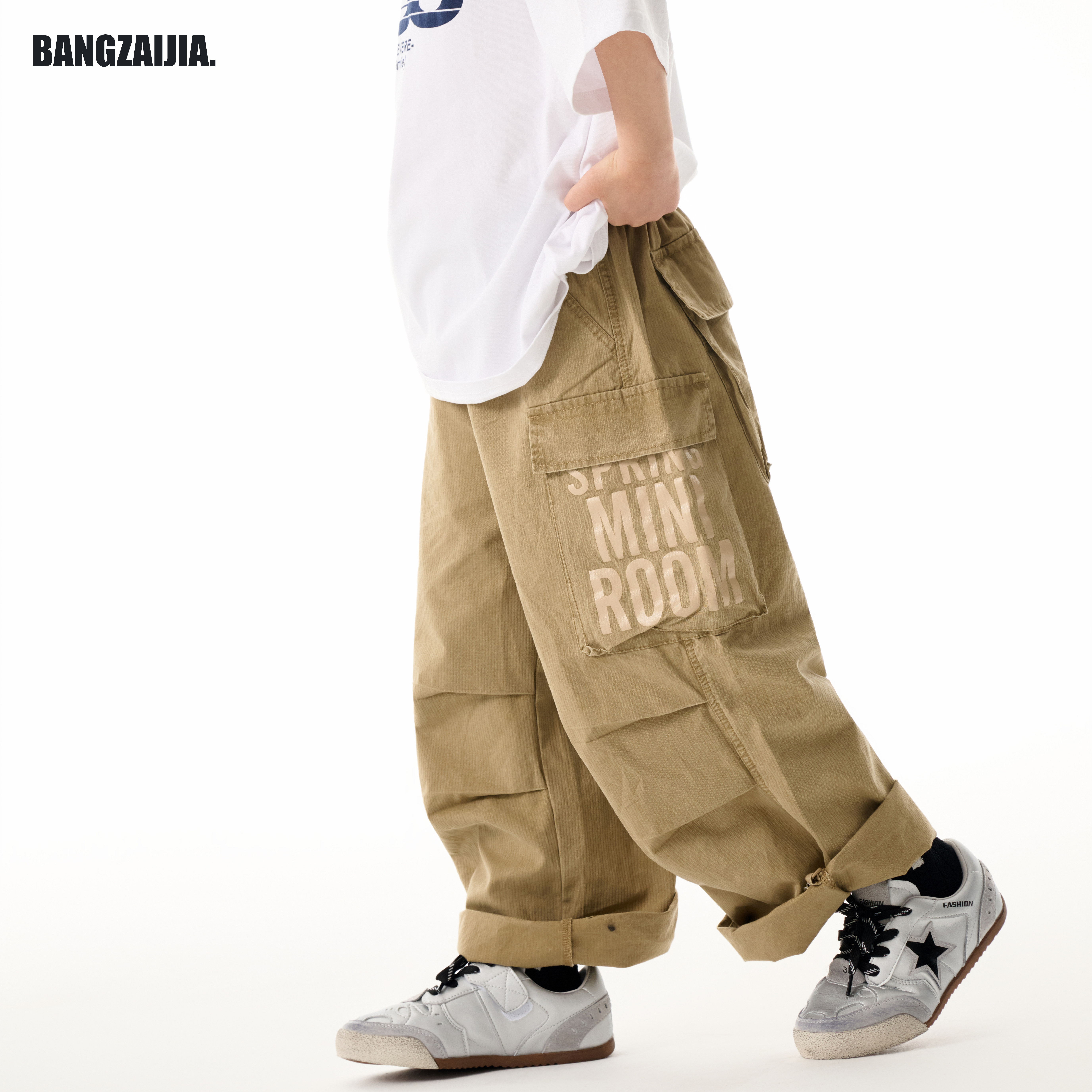 儿童街头潮酷风大口袋工装裤26春季新款男女童宽松休闲儿童阔腿裤