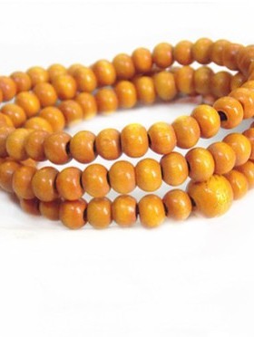 厂家直销 108手工串珠6mm黄木珠佛珠手链 三圈仿紫檀香味手串